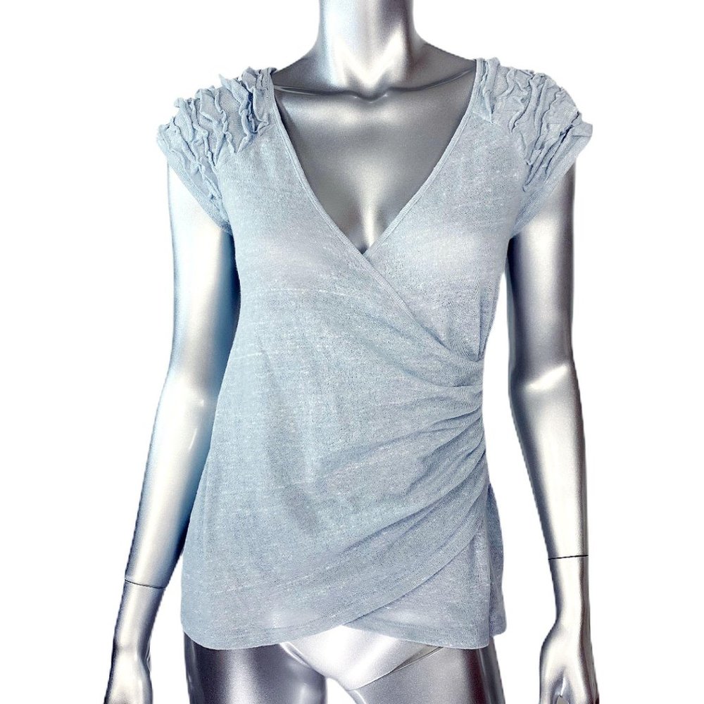 Anthropologie Ric Rac Blue Wrap Top Small - Picture 4 of 7
